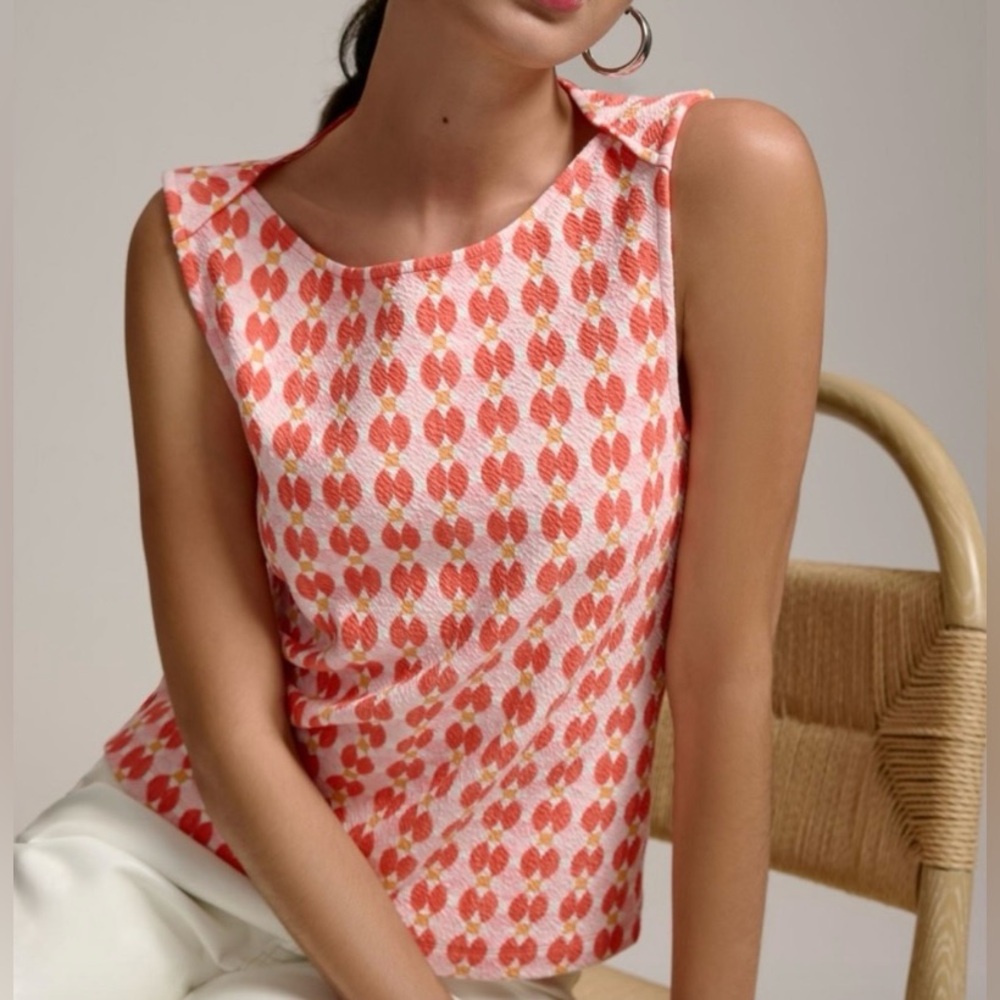 Maeve by Anthropologie Pink Yellow Texture Tank Top Size XS